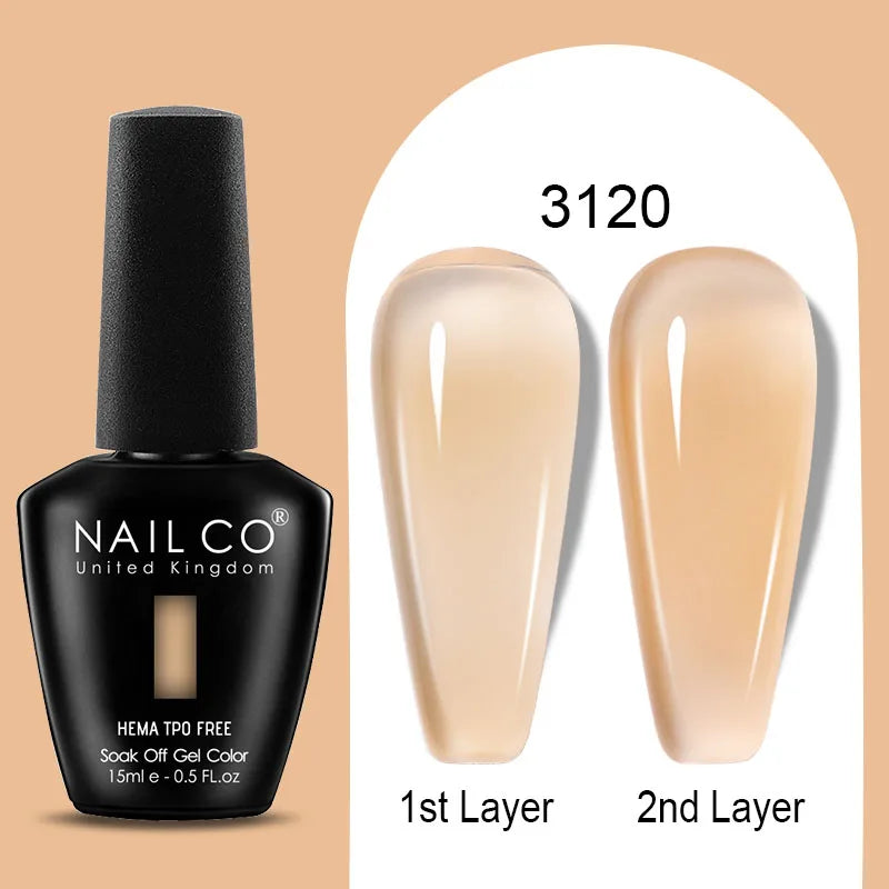 Nailco Jelly Gel Nail Polish Transparent Varnishes 44 Colors Red Pink