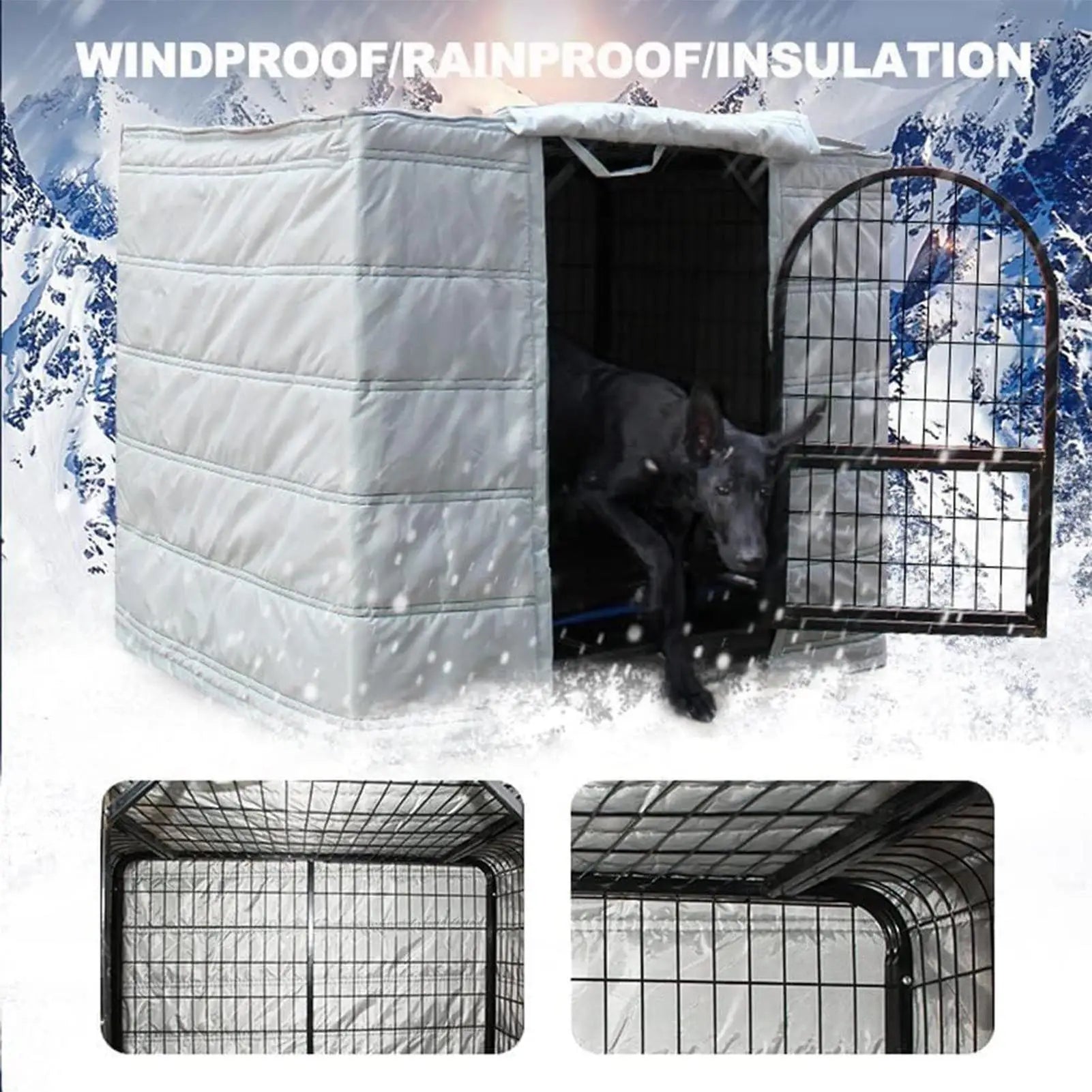 Crate Cover Protective Waterproof Pet Supplies With Breathable Roll-Up Side Window Cage Covers For Dog Crates For Indoor Outdoor Qme