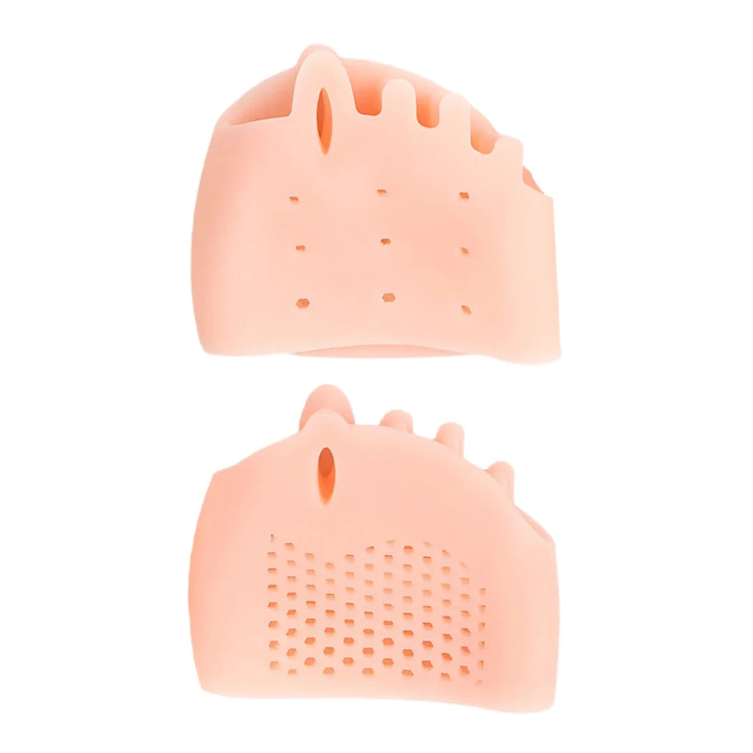 1pair Five Hole Honeycomb Forefoot Pad Toe Separator Hallux Valgus Qme Beige