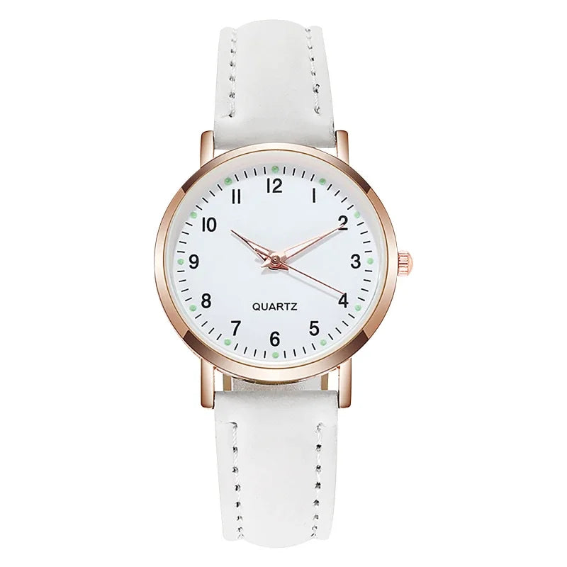 NEW Watch Women Fashion Casual Leather Belt Watches Simple Ladies' Small Dial Quartz Clock Dress Wristwatches Reloj mujer Qme white