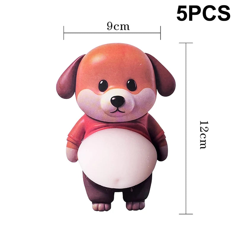 1/5Pcs 3D Cute Puppy Sticker Squeezeable Sticker Refrigerator Wall Decoration Silicone Self-adhesive Sticker Qme 10