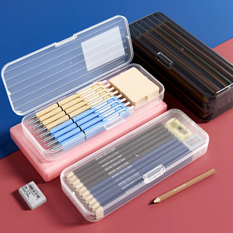 Plastic Pen Holder Makeup Brush Storage Bucket Student Stationery Box Qme