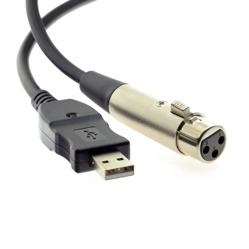 3m for Notebook MAC 2019 NEW USB Microphone Mic Link Cable Adapter Male XLR Female Cable for PC Qme