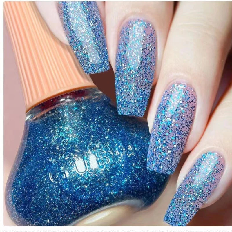 45 Colors Nail Polish Oil-based Nails Polish No-bake Quick Dry Non-tear Small Glitter Nail Gel Transparent Red Nail Art Qme