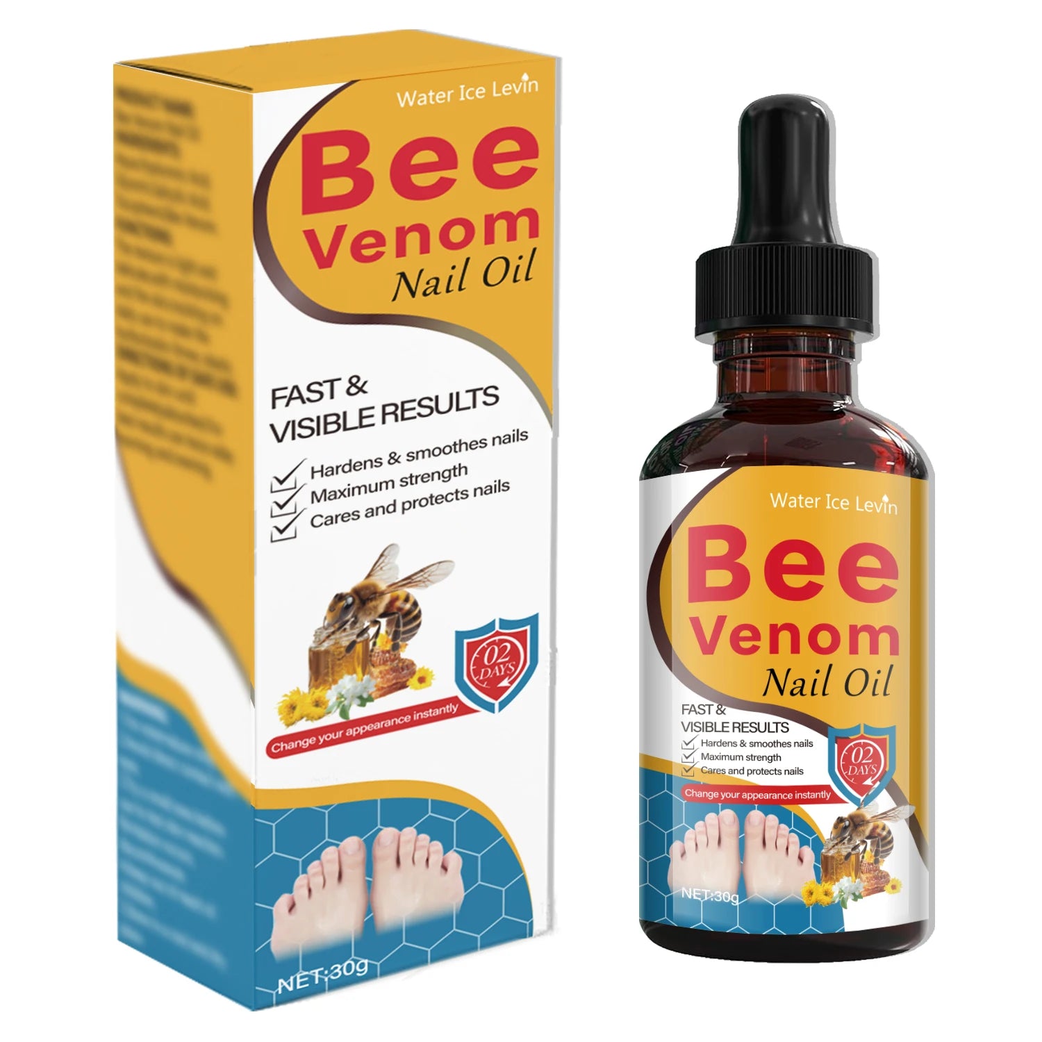 Bee Venom Nail Oil with Salicylic Acid - Fast Visible Results to Harden, Smooth & Strengthen Nails. Maximum Strength Care Qme YELLOW 30g