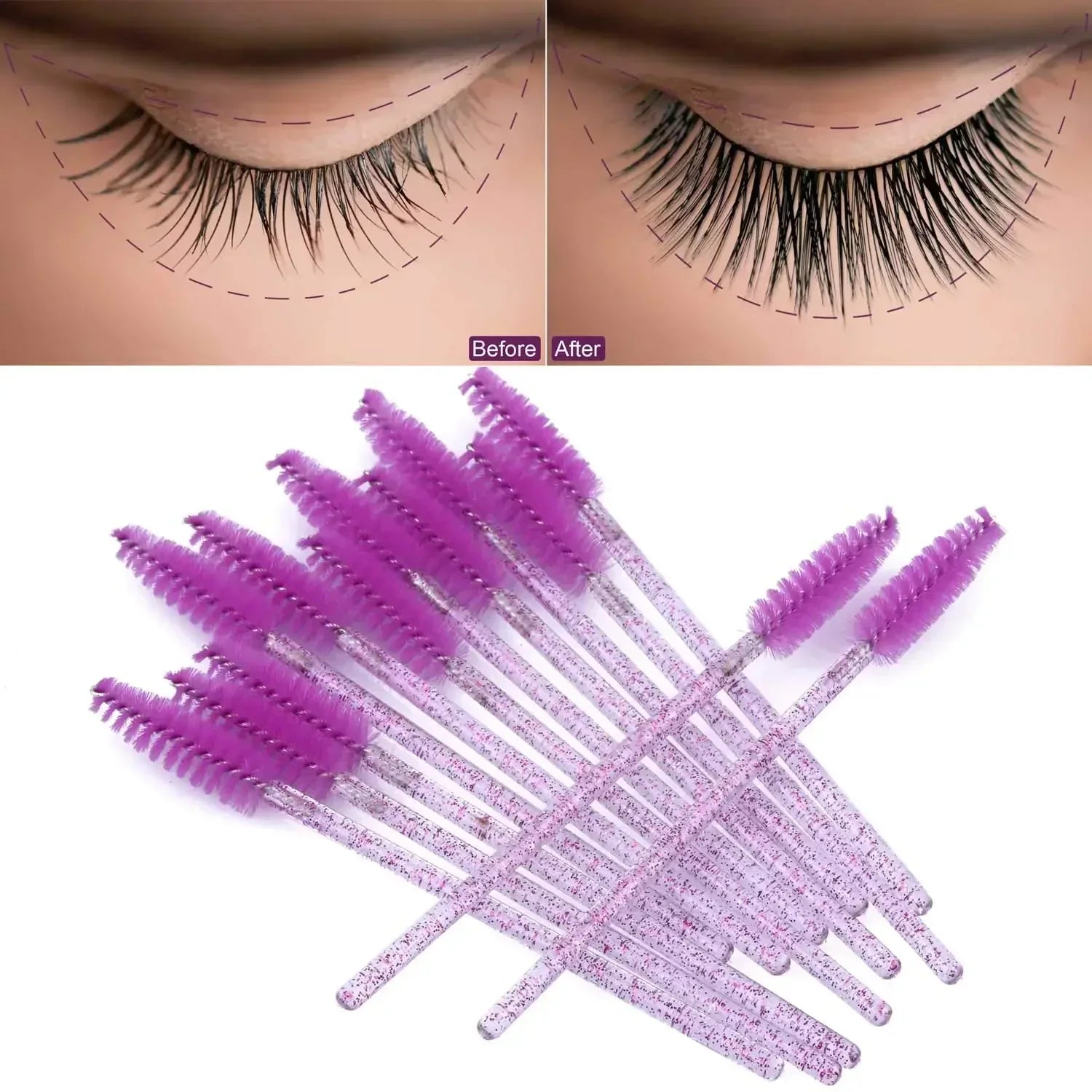 Wholesale 100/500/1000pcs Spoolies for Eyebrow Beauty Tools Eye Lash Extension Colorful Disposable Mascara Wands Eyelash Brush Qme