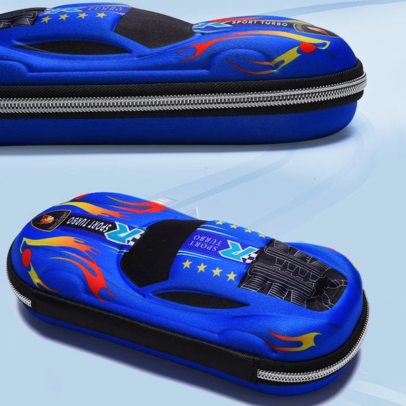 3D Racing Car Pencil Cases Cartoons School Pencil Case For Children Stationery Box EVA PU Plastic Pen Case Boy Cute Pen Bag Qme