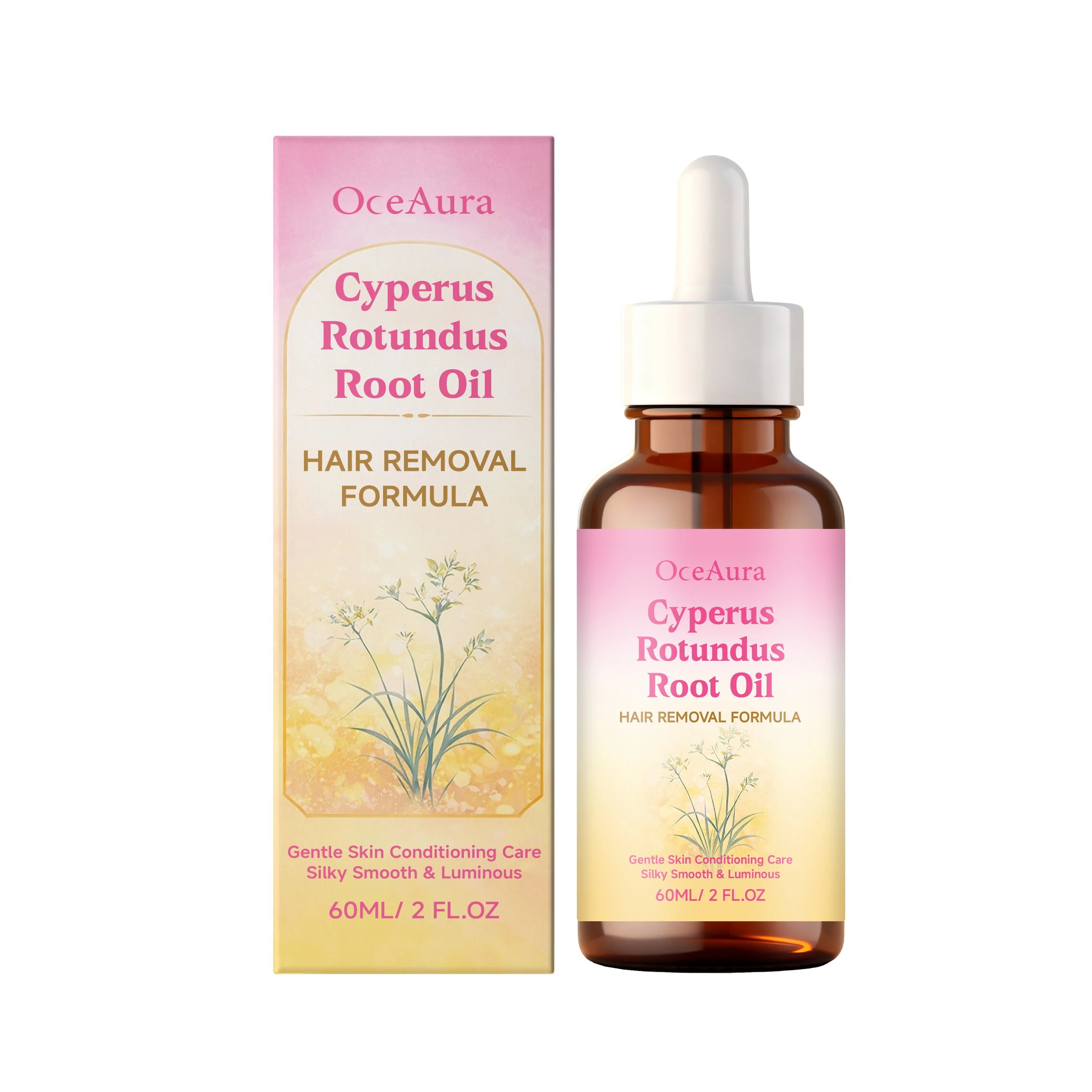 Oceaura Hair Removal Essential Oil Underarm Legs Arms Hair Growth Inhibitor Depilatory Relieve Dryness Moisturize Body Care 60ml Qme 60ml Boxed