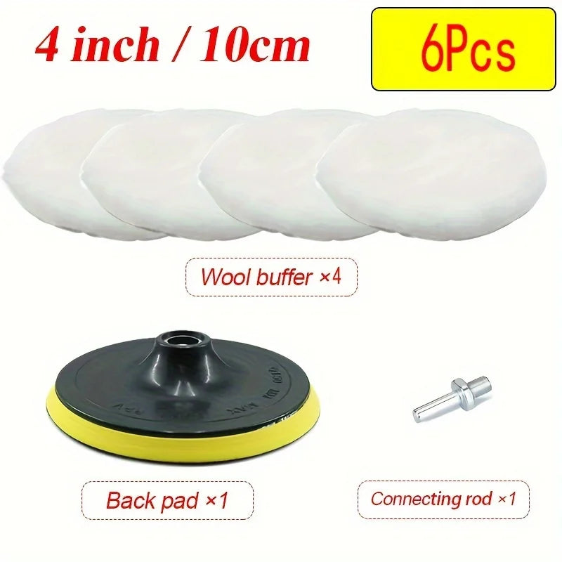 6-Piece Industrial Polishing Kit Polishing Pad Car Waxing Sponge Disc Car Paint Care Car Gadgets Qme 4 inches 6pcs