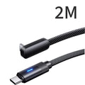 Dual USB C Cable 100W 90Degree Elbow PD Fast Charging Phone Charger Data Cord For iPhone Samsung Xiaomi Huawei Type C Quick Line Qme Black 2M