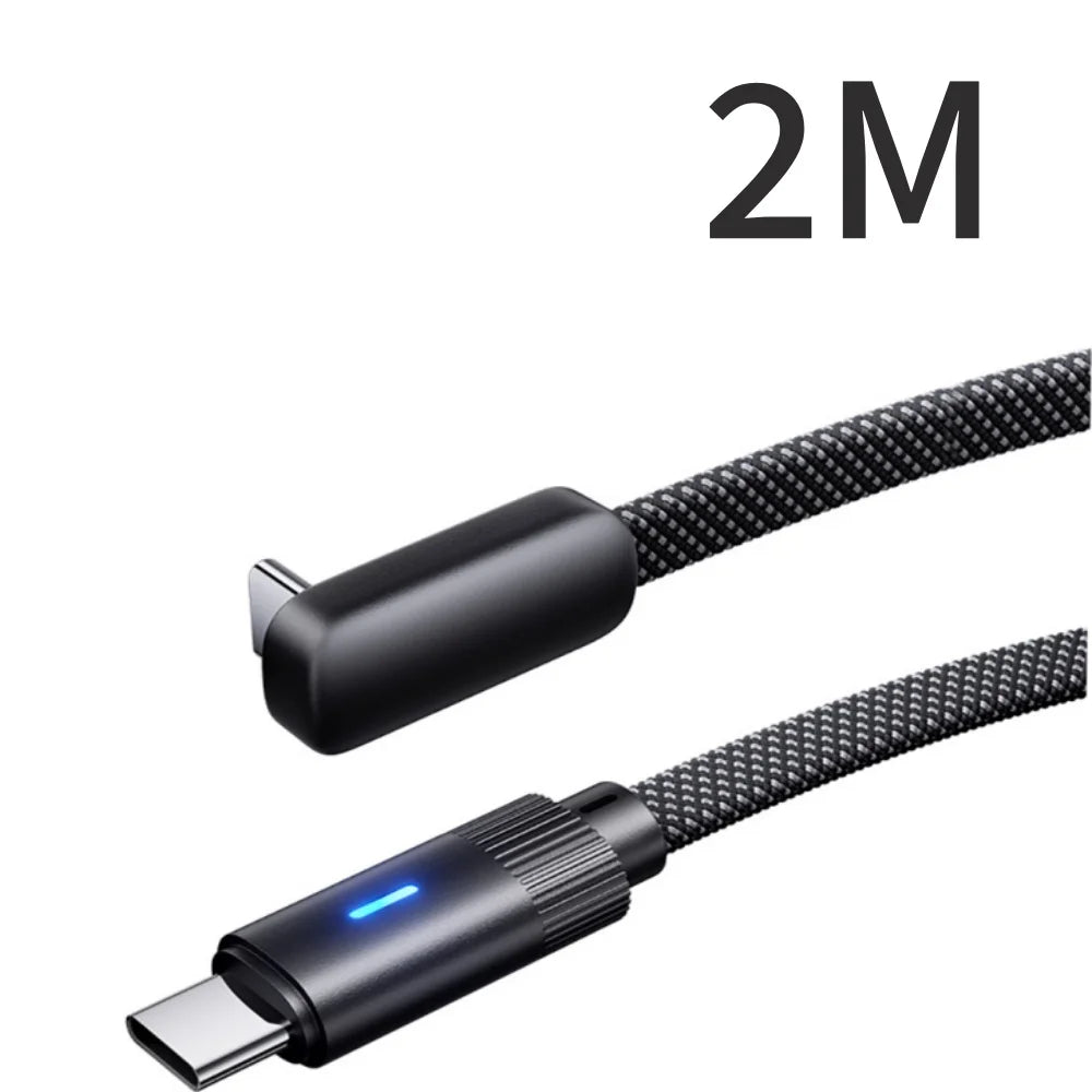 Dual USB C Cable 100W 90Degree Elbow PD Fast Charging Phone Charger Data Cord For iPhone Samsung Xiaomi Huawei Type C Quick Line Qme Black 2M