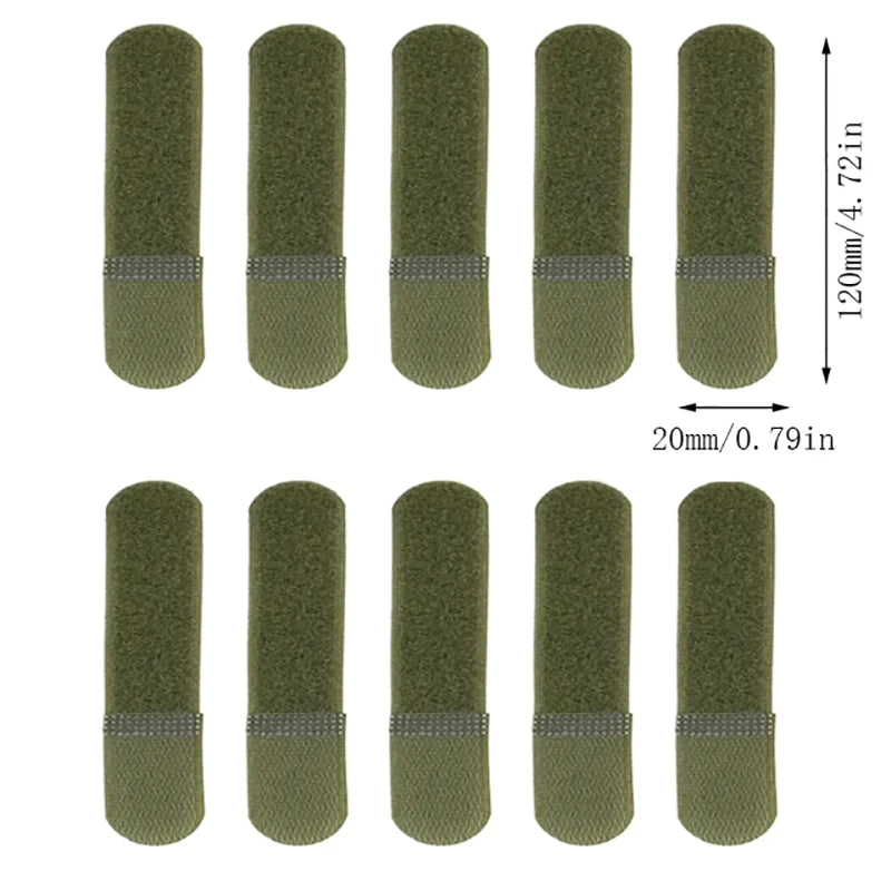 Loop Grip Wrapping Cord Reusable Backpack Fastener Buckle Nylon Qme 25x120mm Army green