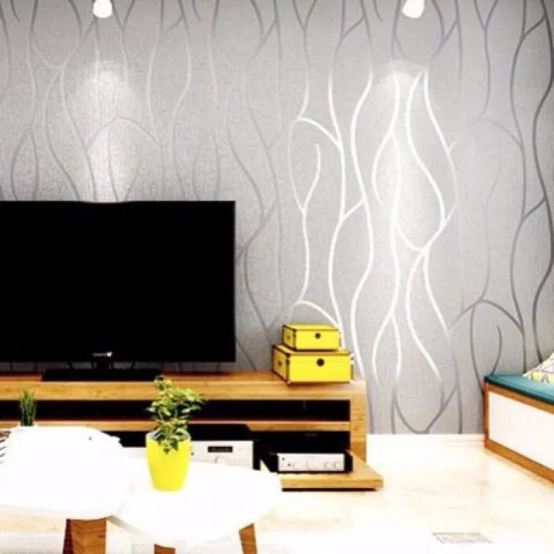 Background Wallpaper Room Decoration 53cm Wall Stickers Thickened Bedroom Curve Stripes Moisture-proof Non-woven European Modern Qme