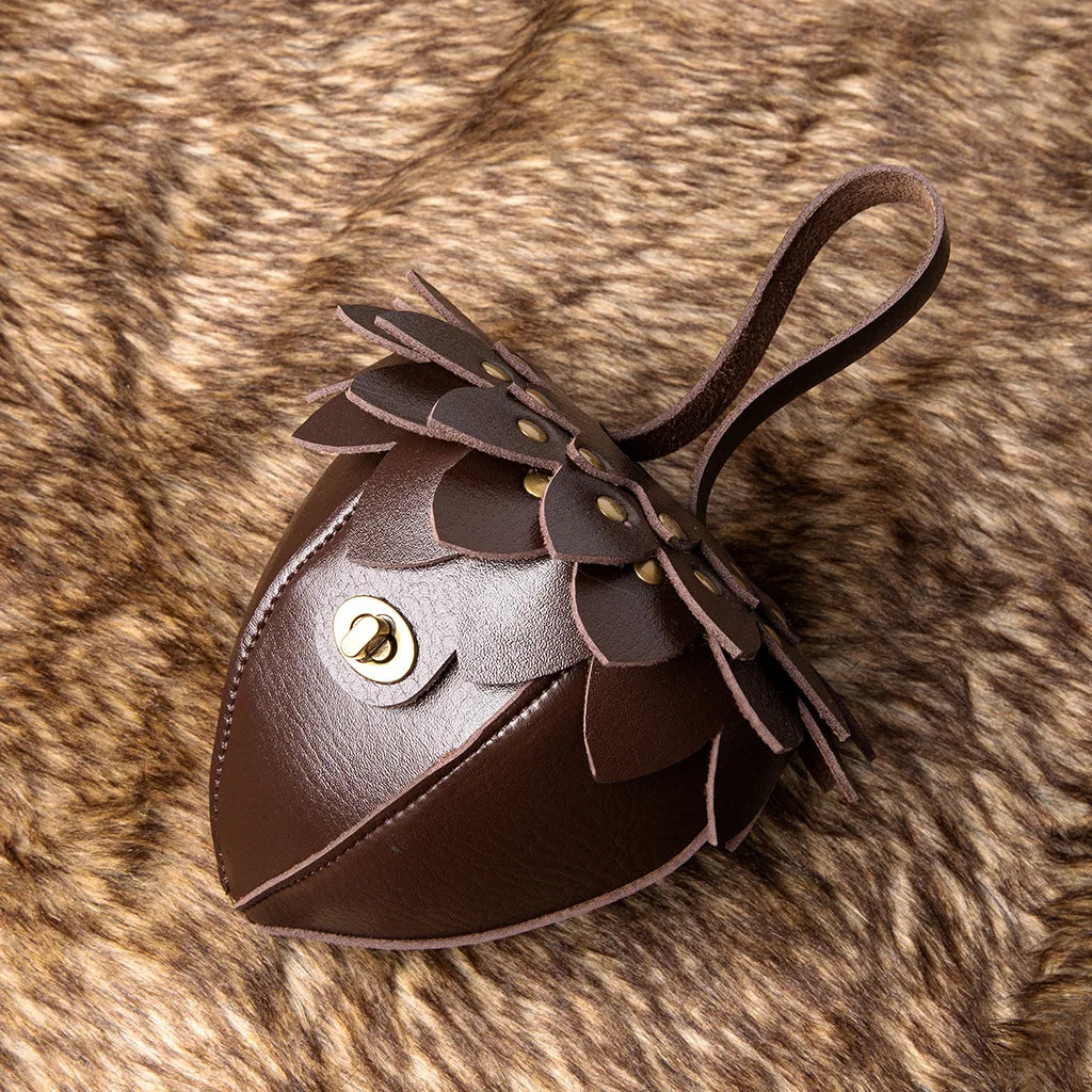 Steampunk Vintage PU Leather Mini Waist Bag Retro Coin Purse Qme BROWN 2