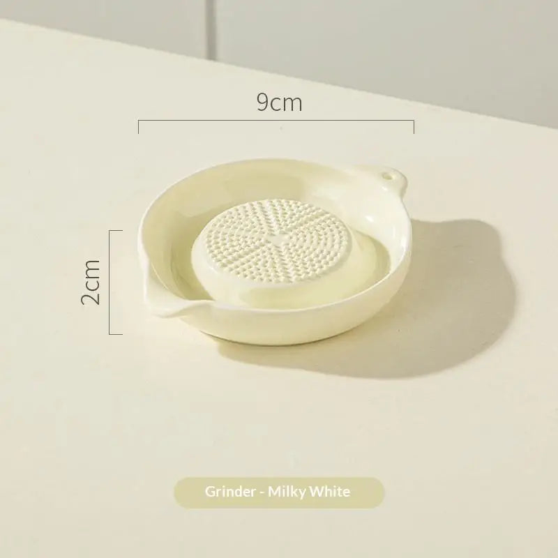 Ceramic Garlic Grater Plate Porcelain Ginger Wasabi Grinder Spout Qme E