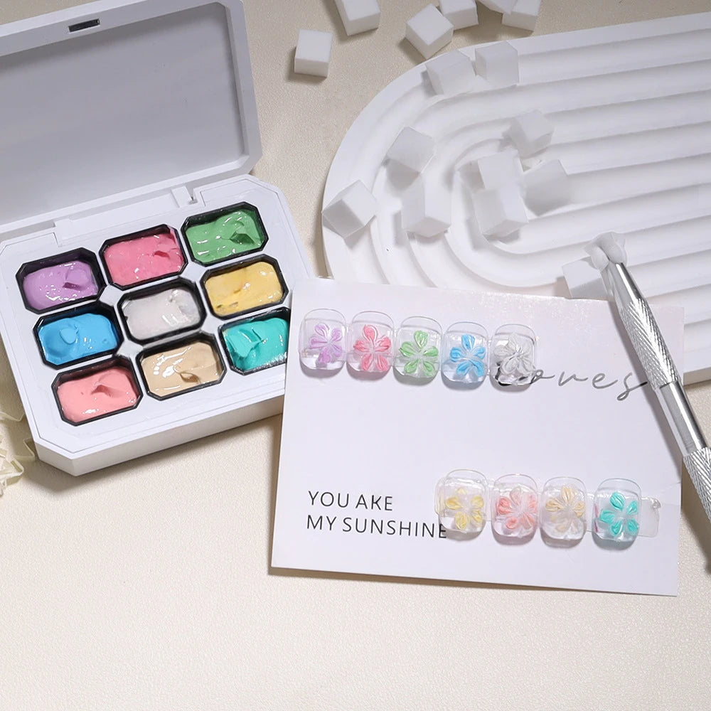1Box 9 Colors Patting Gel Smudge Canned Saturation Popular Semi-solid Qme GTCH-9G-MKLYH