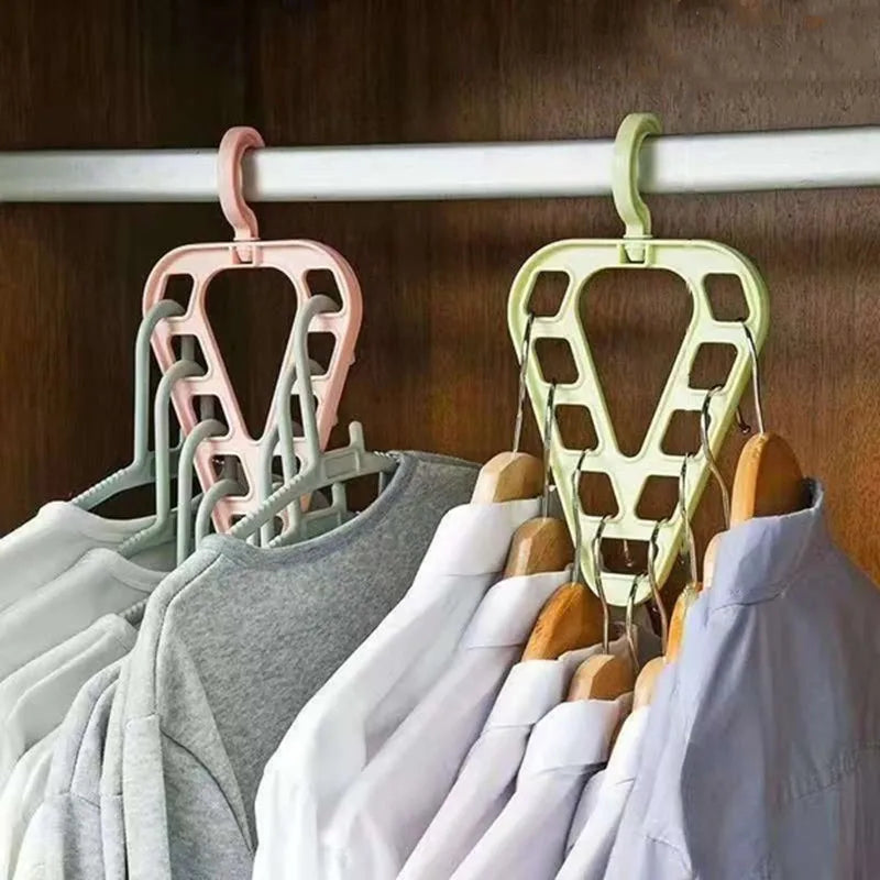 New 9-Hole Space-saving Magic Clothes Hanger Closet Organizer Multi-functional 360° Rotating Magic Hanger Drying Racks Qme