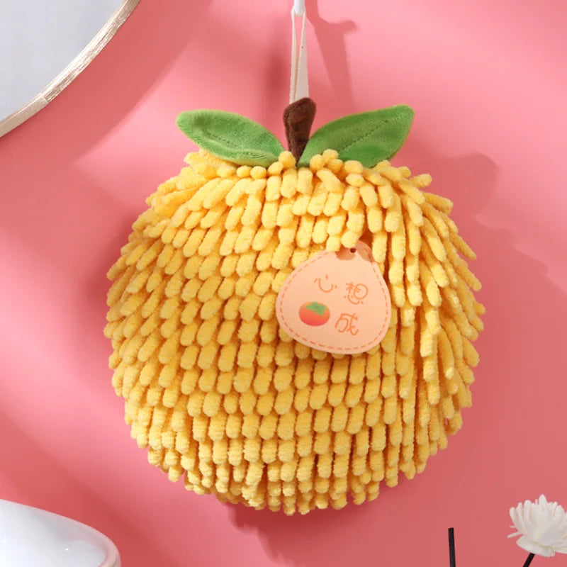 Creative Hanging Hand Towel Ball Absorbent Quick Dry Mini Kitchen Qme yellow