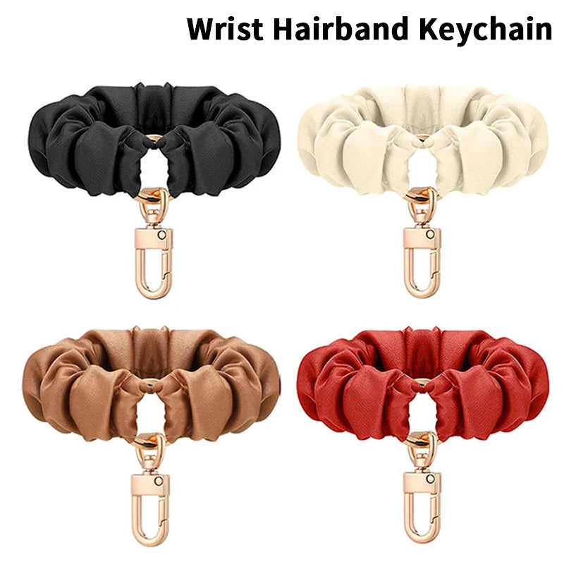 Adjustable Wristband Leather Scrunchie Keychain Sleek Keyring Qme