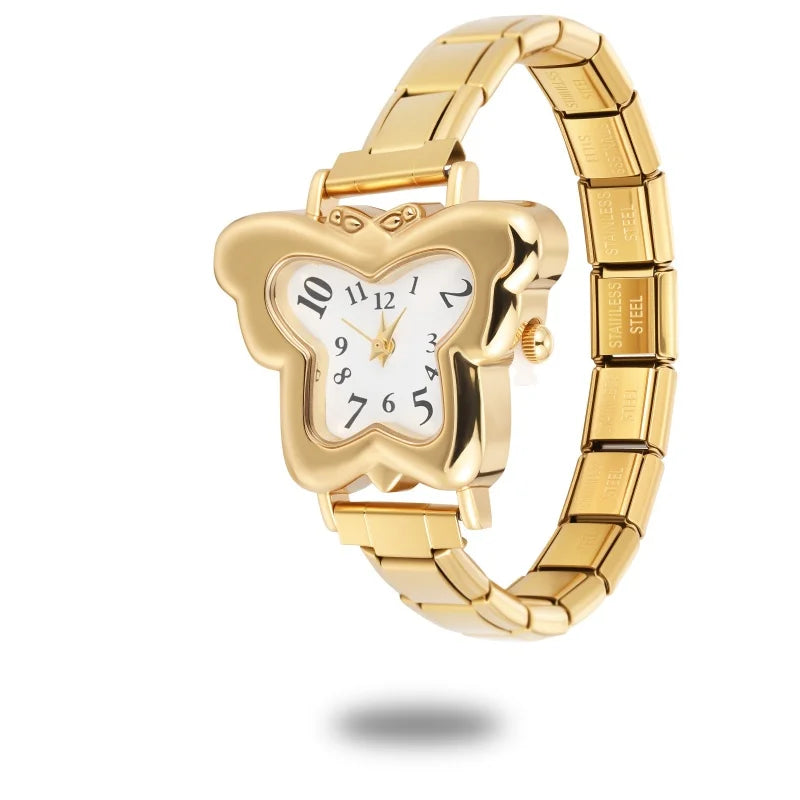 Butterfly Shape Numbers Dial Stainless Steel Watch Bracelet Men