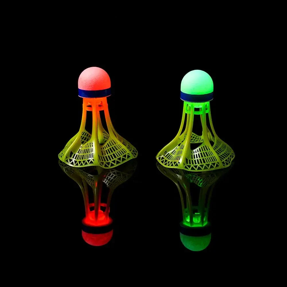 Glow-in-the-Dark LED Badminton Shuttlecocks (1/2/5 Packs): Windproof Design for Practice & Nighttime Play Qme green-red 2PCS