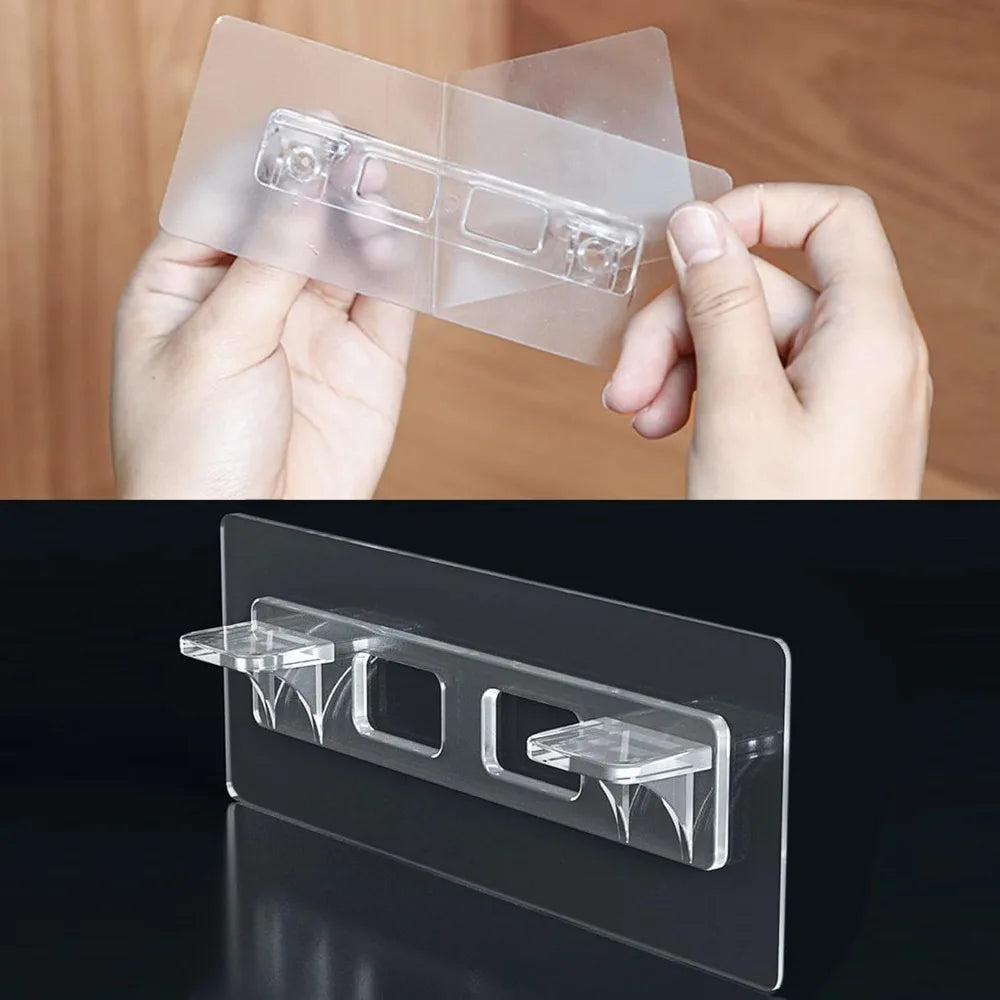 Adhesive Shelf Bracket No Drill Clear Plastic Shelf Support For Wardrobe Cabinet Qme