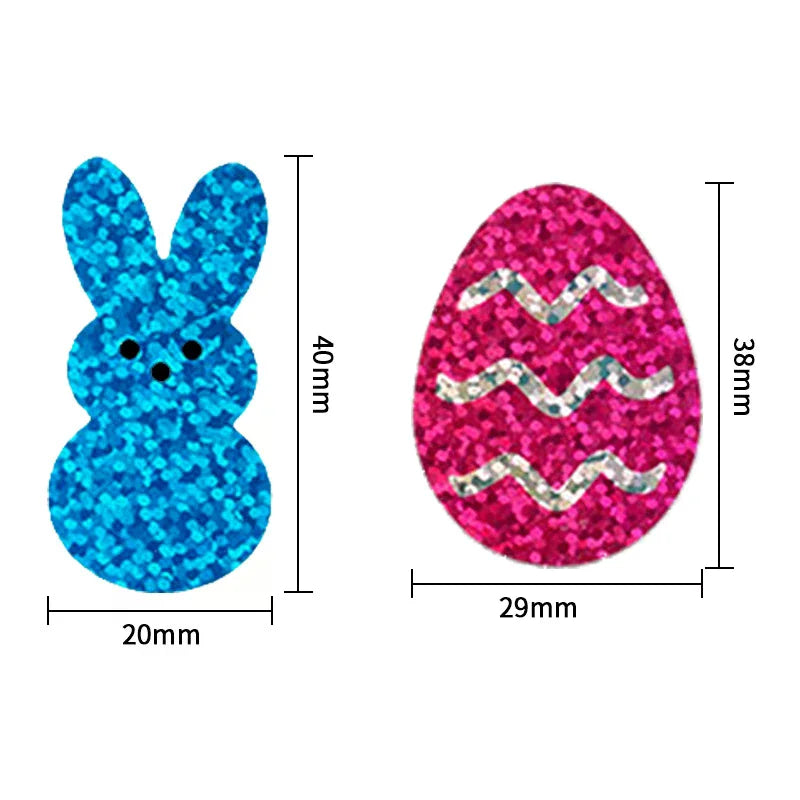 500pcs/roll Easter Bunny Carrot Stickers Holographic Waterproof Stickers For Easter Egg Hunt, Party Decorations, Scrapbooking Qme