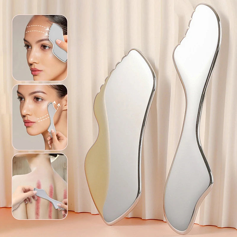 Stainless Steel Gua Sha Board Scraping Body Massager Reduce Head Neck Qme