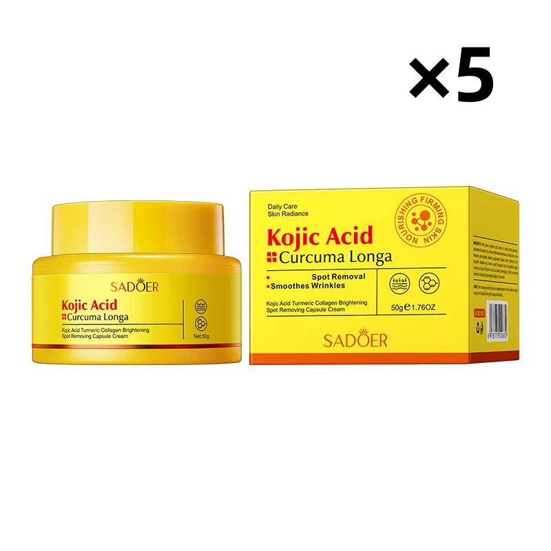 Curcuma Kojic Acid Collagen Capsule Face Cream Deeply Moisturize Qme 5PCS