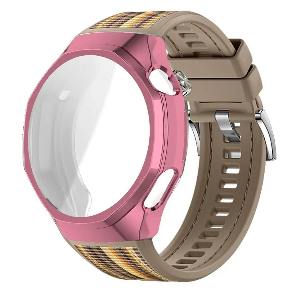 TPU Case+Strap For Huawei GT6 Pro 46mm Soft Silicone+Nylon Woven Bracelet Band With TPU Protector Bumper Shell Cover Qme Kh-P For GT6 Pro 46mm