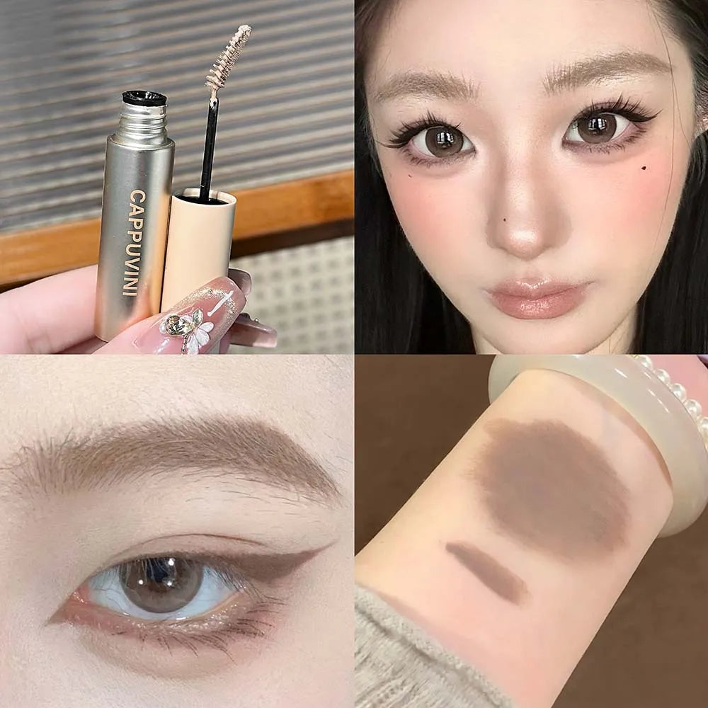 6 Colors Natural Brow Pomade, Waterproof Tinted Eyebrow Gel Cream, Soft Matte Hairy Brow Makeup with Wheat Brush Qme 02