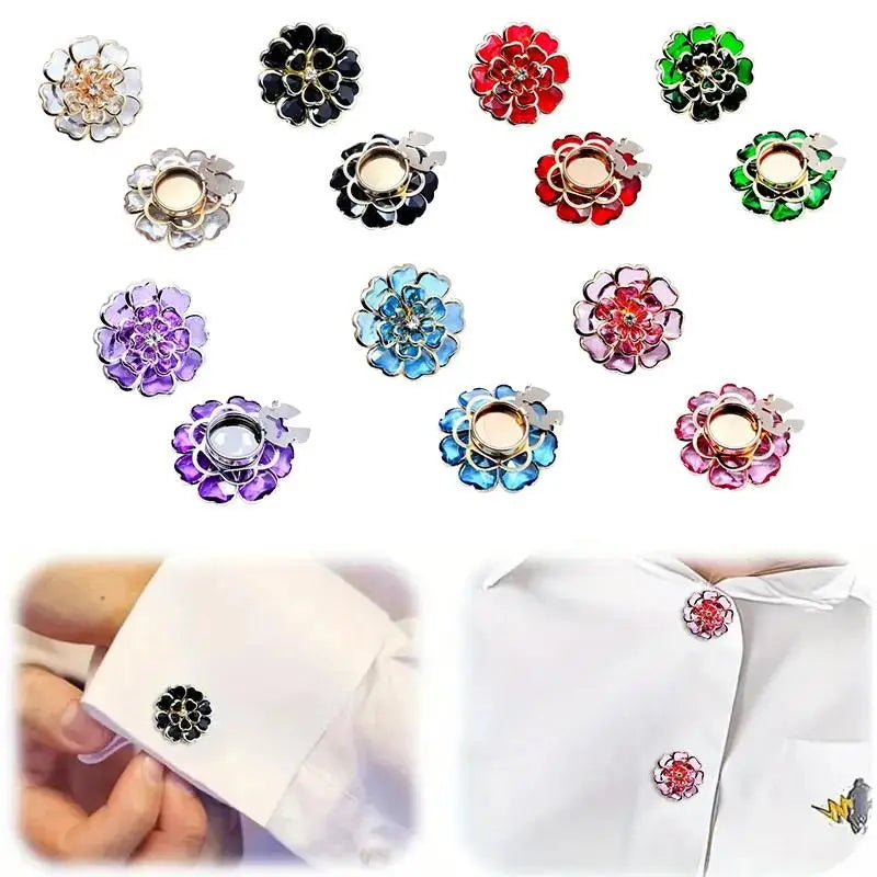 Rhinestone Flower Button Covers Easy Use Fashion Clothing Decor Qme