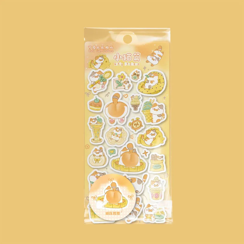 Cute Peach Squishy Foam Stickers, 3D Irregular Animal Puffy Decals for DIY Water Cup & Phone Case Decoration Qme cat