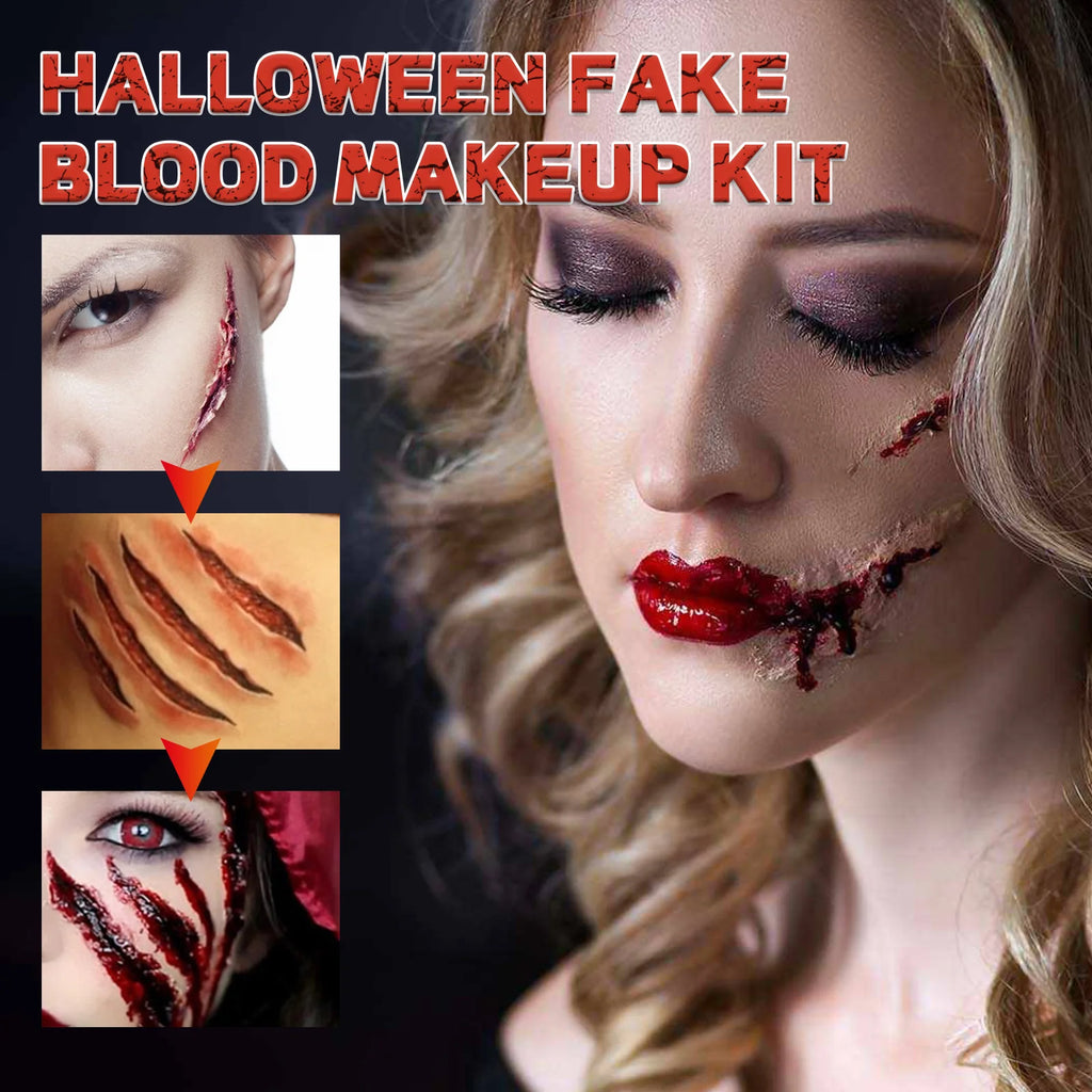 Halloween Fake Blood Makeup Kit Realistic Washable SFX Coagulated Blood Spray Cream For Cosplay Zombie Vampire Costume Party Qme