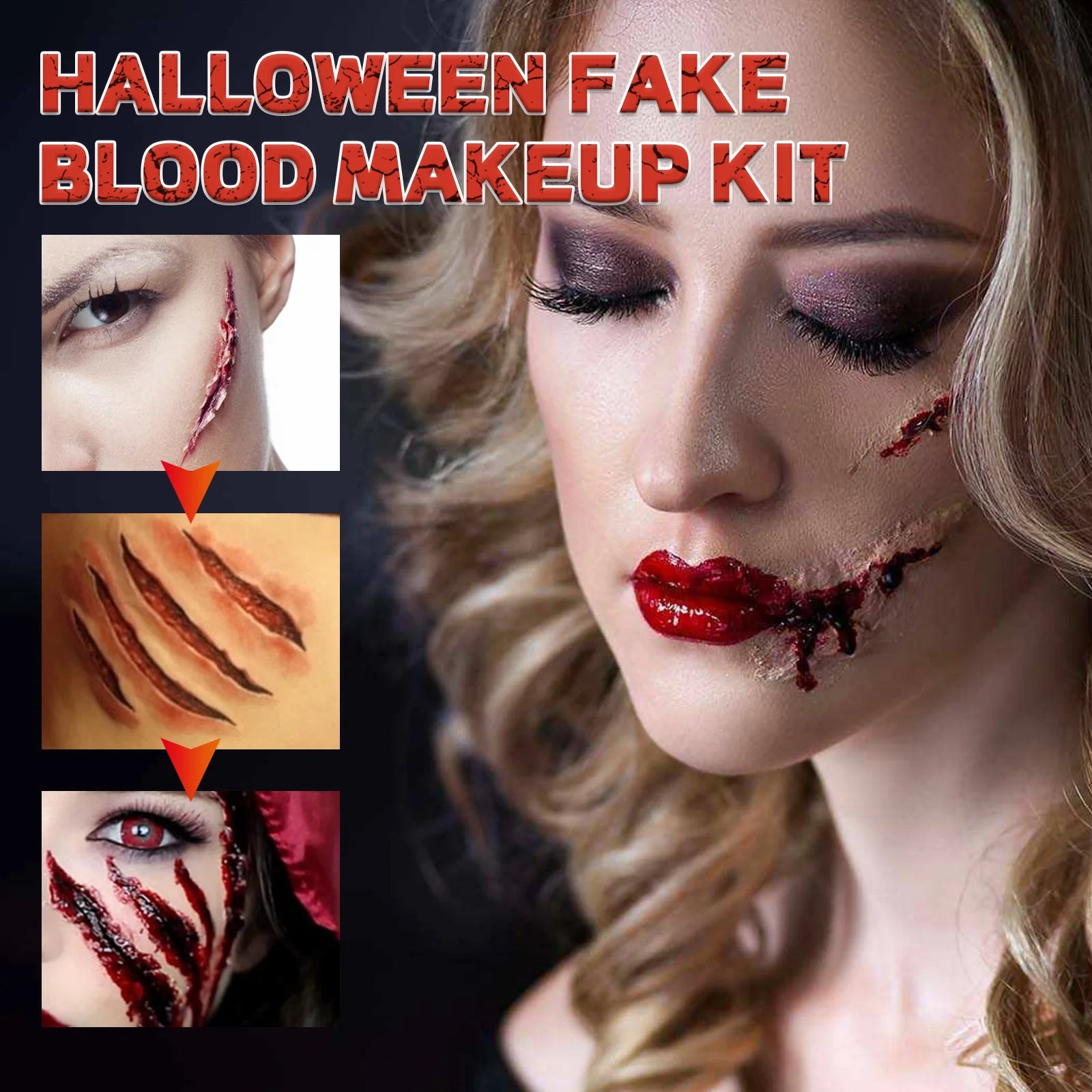 Halloween Fake Blood Makeup Kit Realistic Washable SFX Coagulated Blood Spray Cream For Cosplay Zombie Vampire Costume Party Qme