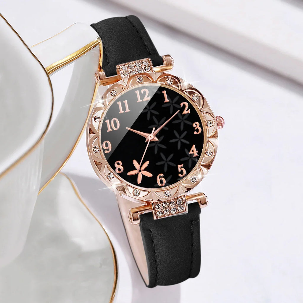 New Women's Casual Watch Light Luxury Diamond Set Starfish Pattern Dial Belt Quartz Watch Qme