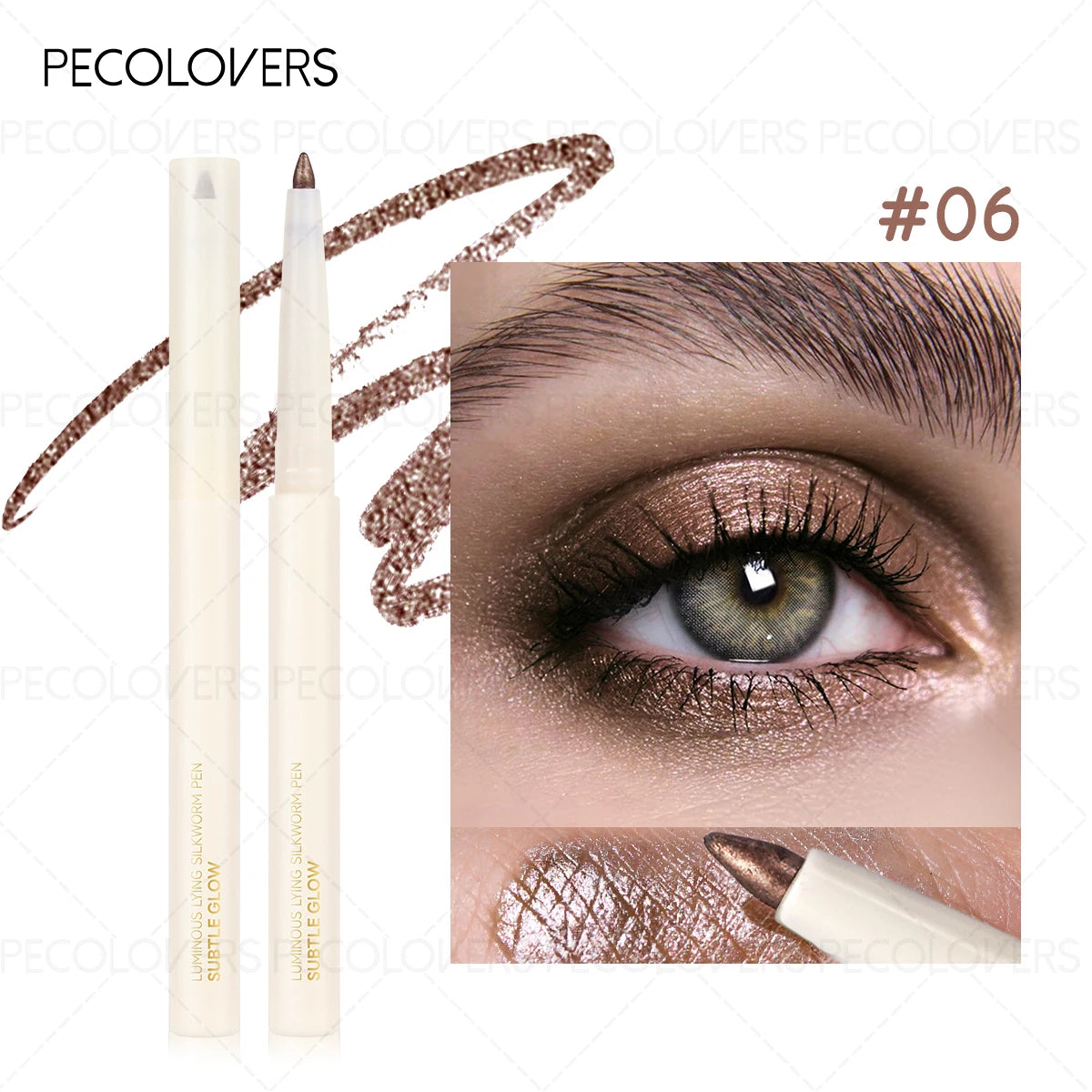 Pearlescent Highlighter Eyeshadow Pen Long-lasting Glitter Finish Qme 06