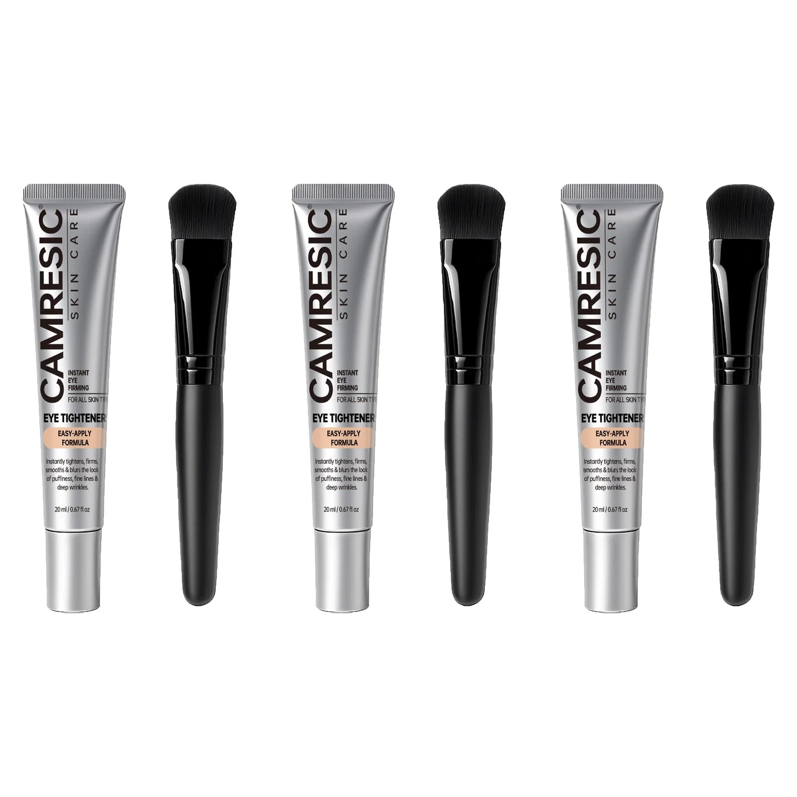Instant Firming Eye Tightener Cream Lightens Dark Circles Anti-Puffiness Reduces Fine Lines Lifting Firming Eye Cream with Brush Qme 3 Sets
