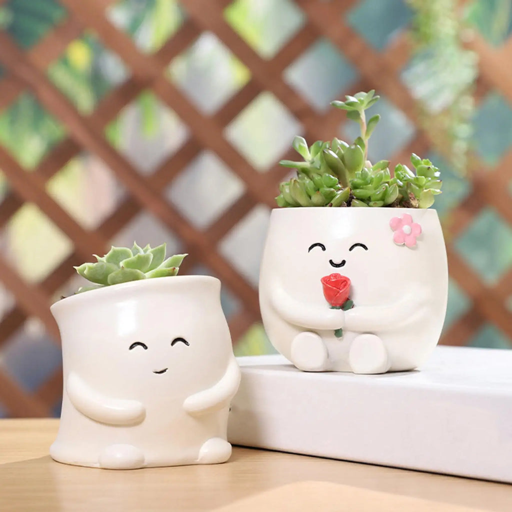 Cute Plant Pots Flower Container Drainage Hole Indoor Outdoor Patio Qme