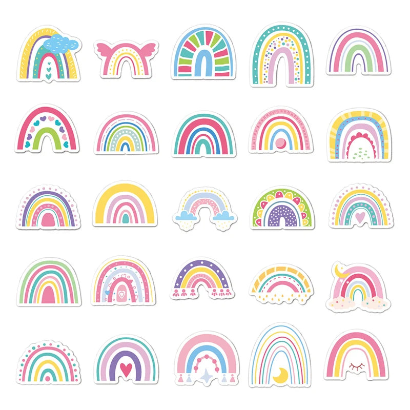 A set of rainbow stickers, birthday party cartoon graffiti stickers, water cup stickers Qme