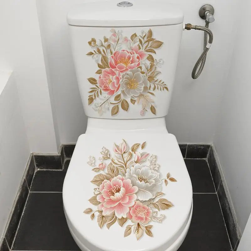 Pattern Toilet Stickers Bathroom Decoration Decor Self-adhesive Qme