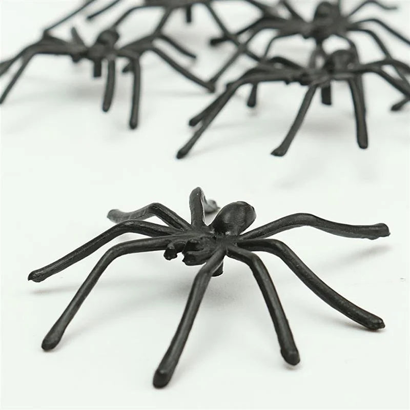 10Pcs Party DIY Decoration Halloween Luminous Rubber Fake Spider Plastic Figure Prank Toy Qme