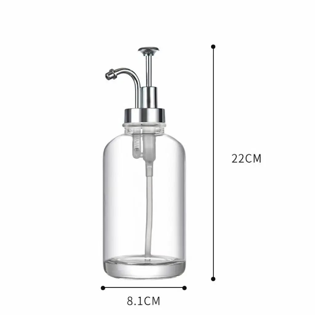 Clear Glass Dispenser Bottle Coffee Syrup Lotion Soap Home Use Qme silvery 401-500ml