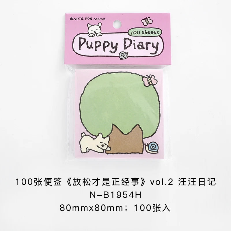 100 sheets Relaxation Series Cartoon Adhesive Cute Animals Notes Notepad Memo Pad Office School Supplies Stationery Stickers Qme C3