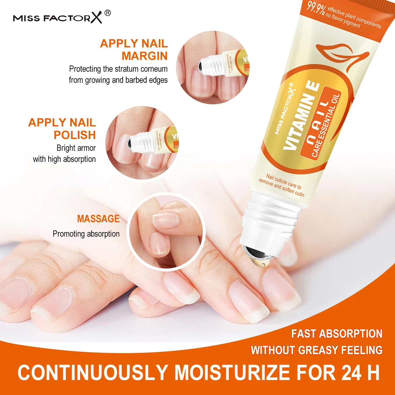 Vitamin E Nail Nails, Dead Leather Care Essential Oils 12ml Containing a Variety of Effective Plant Component Rolling Bead Massa Qme