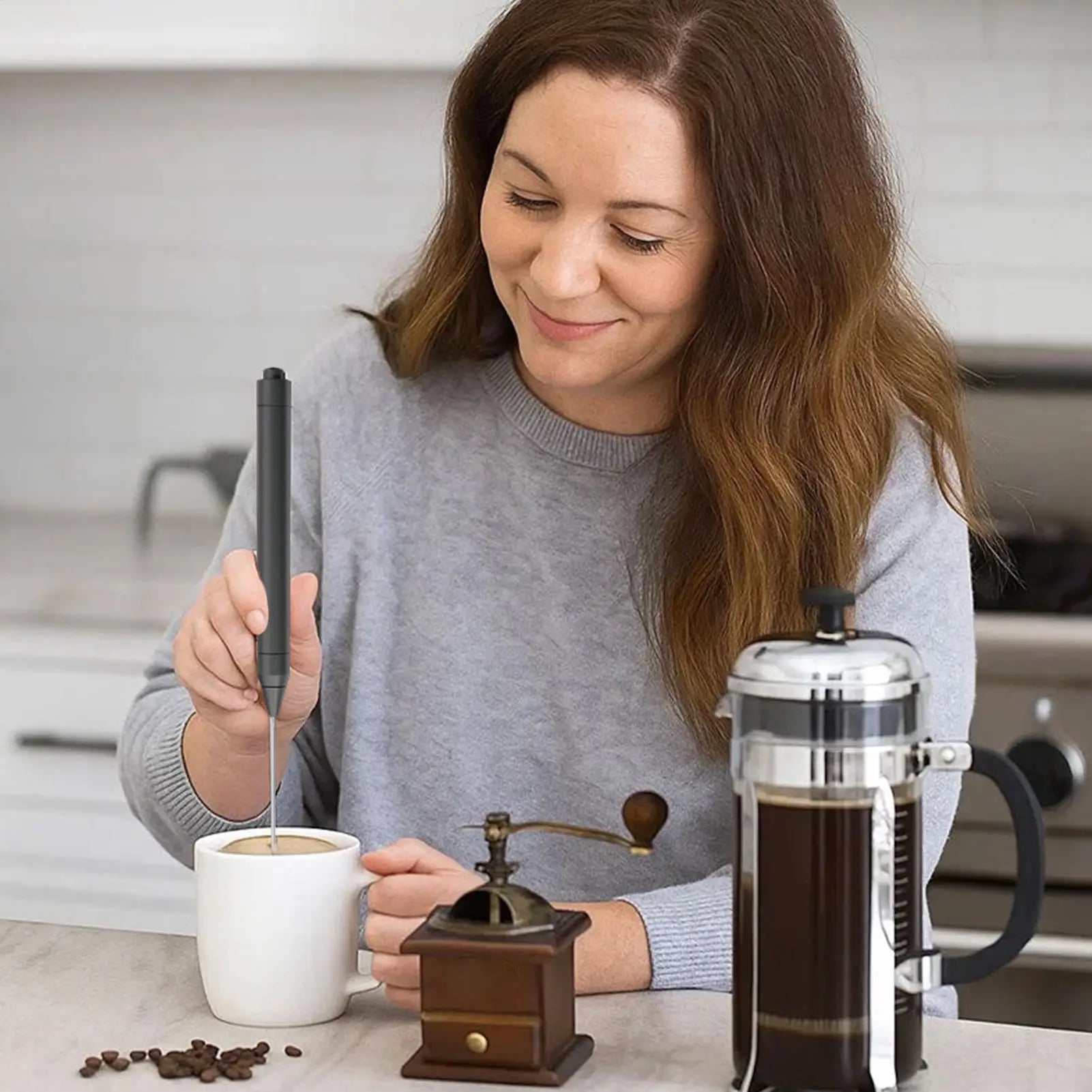 Milk Frother Handheld Electric Foam Maker Portable Multi-purpose Qme