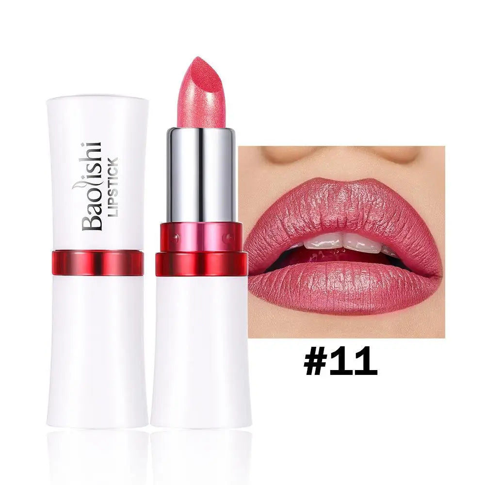 Shiny Pearlescent Lip Makeup Waterproof Last Flash Lipstick Qme 11
