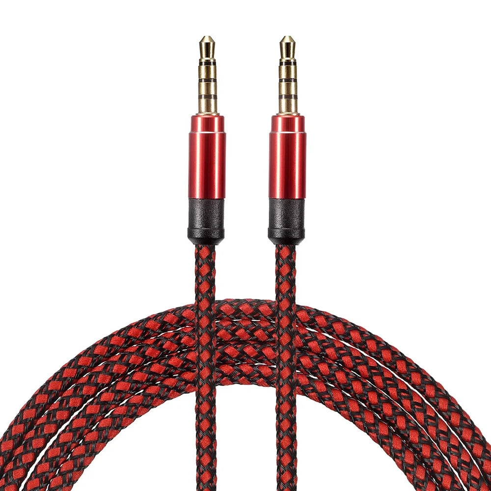 1.5M Jack 3.5mm Male To Male Audio Cable Nylon Braid 3.5mm AUX Cable Headphone Extension Code For Phone MP3 Car Headset Speaker Qme