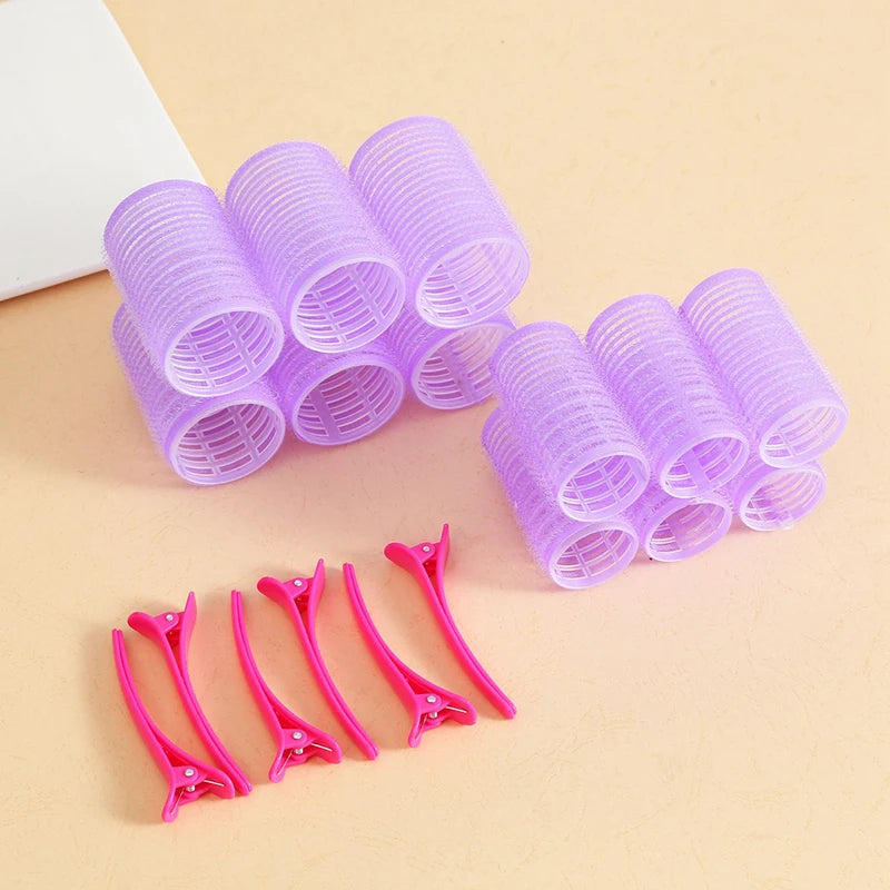 Heatless Self-grip Hair Rollers Clip Curlers DIY Styling Tools Volume Qme Purple