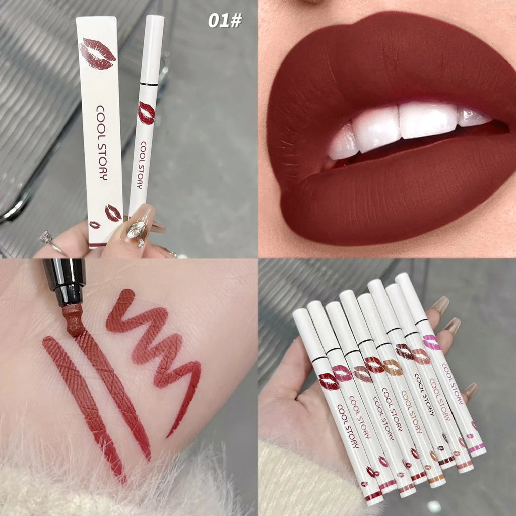 Matte Soft Lip Liner Liquid Lipliner Pencil Long Lasting Lips Cosmetic Tool Stick Quick Drying Smudge Proof Natural Lipstick Pen Qme